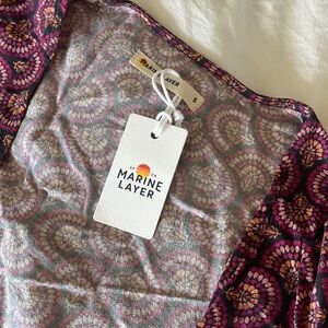 Marine Layer Emlyn Wrap Dress Purple Swirl Midi